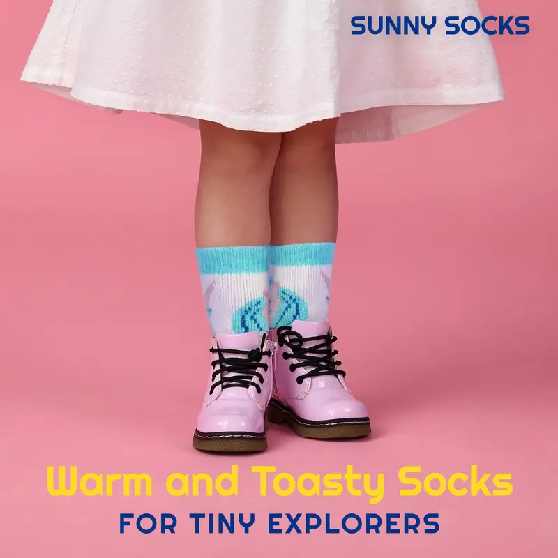 Sunny Socks - 6 Pack Kids Thermal Socks - Unicorn Socks for Girls - Warm, Thick, Cosy Winter Socks - Soft, Comfortable, Fun Design - Wool Socks for Hiking, Walking & Outdoor Activities 5