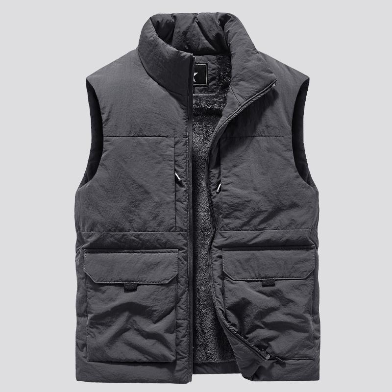 FaShion Large Male Warm Waistcoat Fleece Vest Men Men's Multi-Pocket Clothing Winter Vest Jackets Sleeveless Coat 3