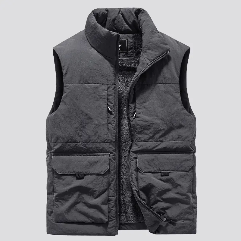 FaShion Large Male Warm Waistcoat Fleece Vest Men Men's Multi-Pocket Clothing Winter Vest Jackets Sleeveless Coat 3