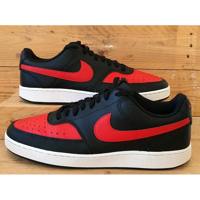 Nike Court Vision Low Leather Trainers UK10/US11/EU45 DV6488-001 Black/Red