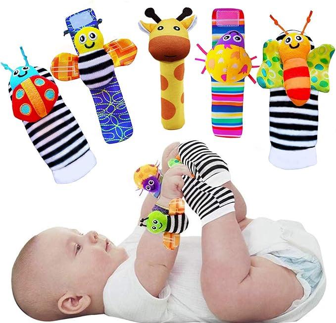 Foot Finders & Wrist Rattles for Infants Developmental Texture Toys for Babies & Infant Toy Socks & Baby Wrist Rattle - Newborn Toys for Baby Girls Boys - Baby Boy Girl Toys 0-3 3-6 6-9 Months 0