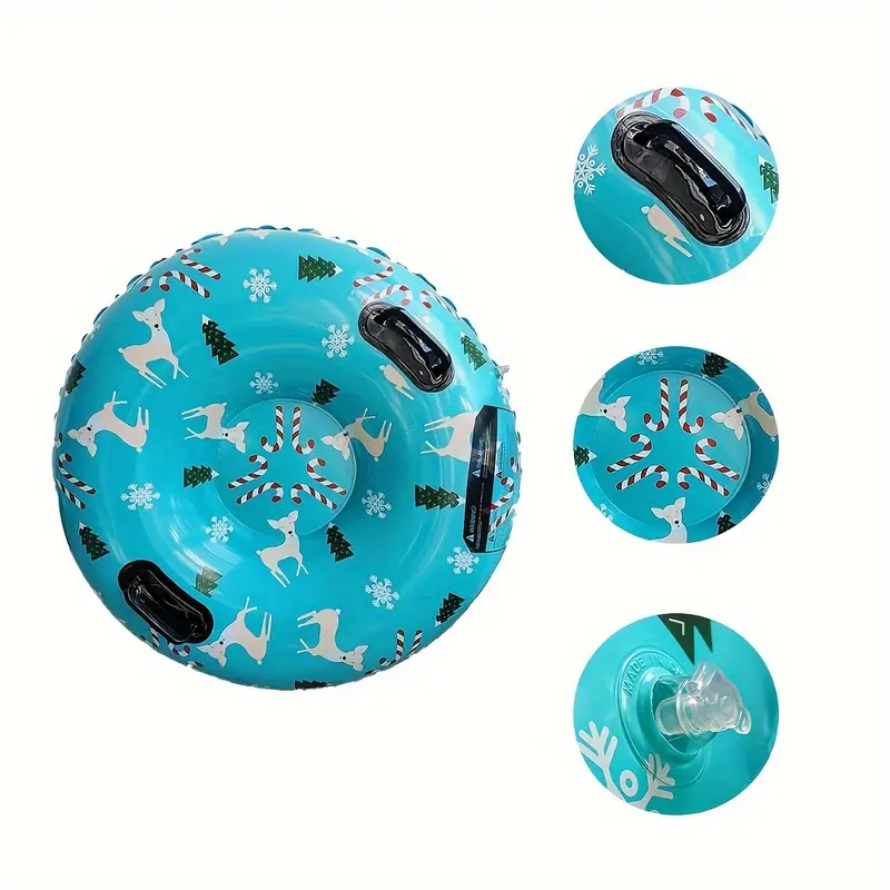 Christmas Reindeer Inflatable Snow Tube - Durable PVC with Safety Handles, Anti-Tip Design, Snow Sled for Winter Fun - Mixed Color, Single Pack 1