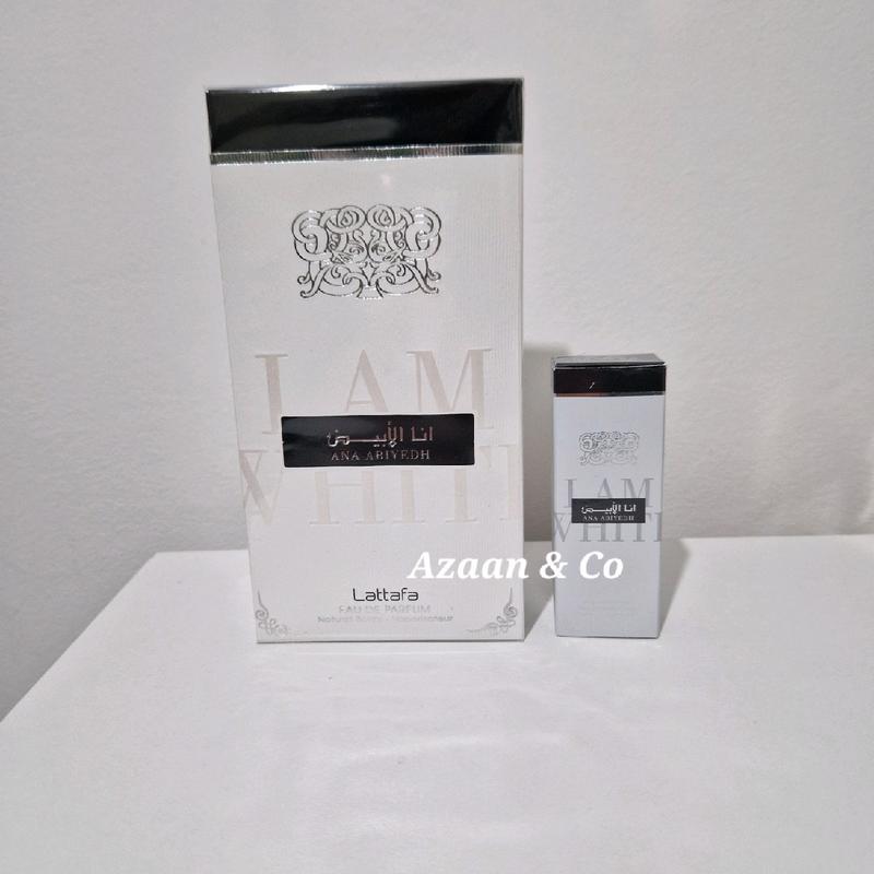 Ana Abiyedh Leather (I am White) Perfume Rouge Poudree Collection | Option to buy Individually or as a Set | 60ml EDP by Lattafa, 10ml Roll on Perfume Oil | Arabian Scents Fragrance Perfume Dubai Perfumes Eau De Parfum 5