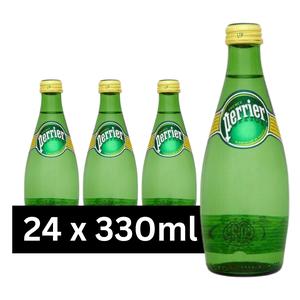 Perrier Sparkling Mineral Water Glass Bottle - Pack of 24 x 330ML