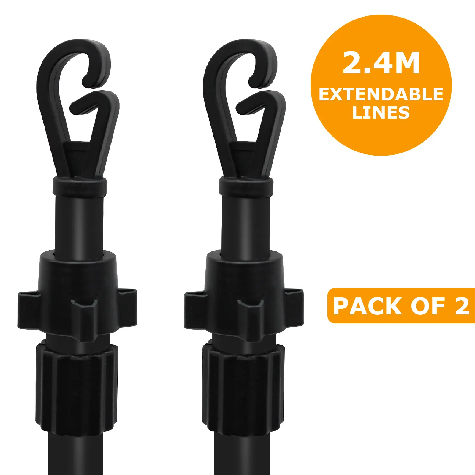 2X 2.4m Extending Clothes Prop Washing Line Galvanised Pole Heavy Duty Support Laundry Accessories