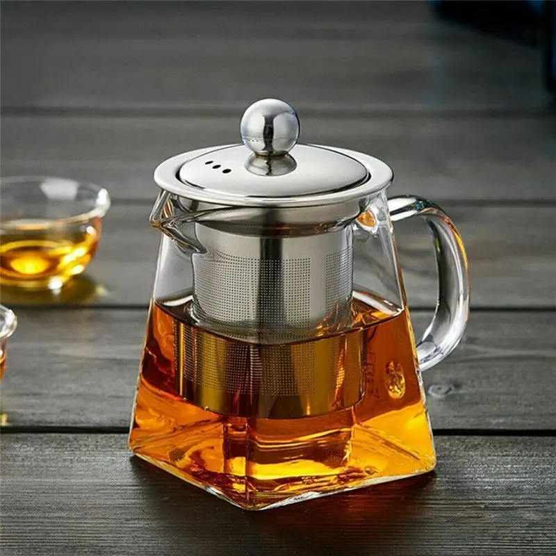 Heat Resistant Clear Glass Teapot Jug With Infuser - 350/550/750ml - Steel, Filter 0