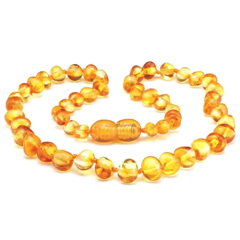 Natural Baltic Amber Necklace Polished Honey - 33cm - Baby Teething, Baltic Amber Necklace for Babies amber necklace