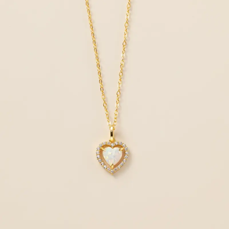 Opal Sweet Heart Necklace (S925) 0