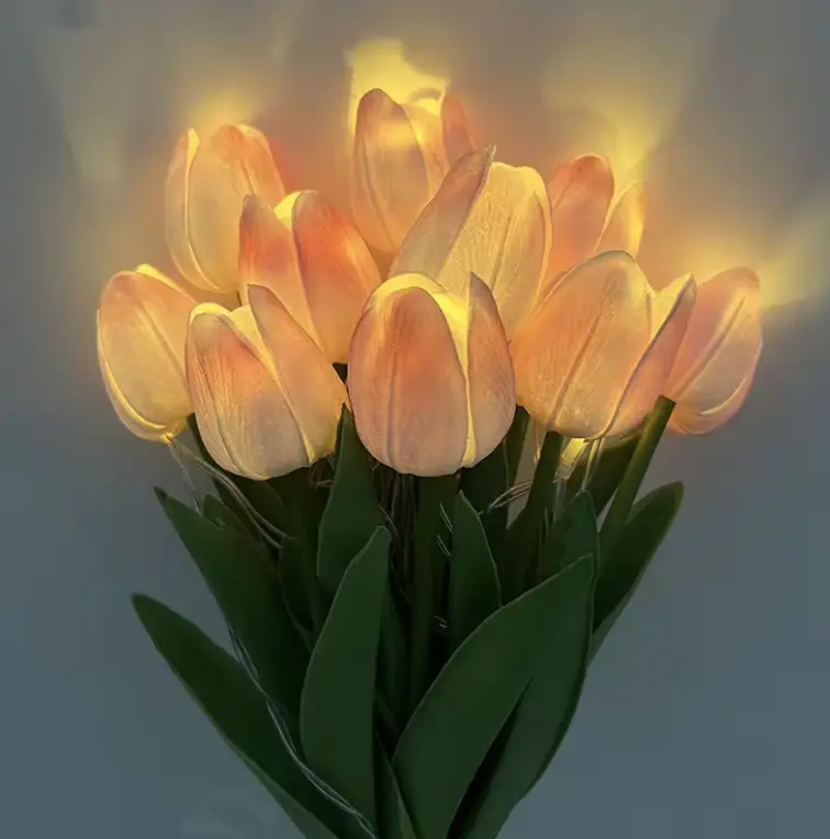 LED Light-Up Tulip Bouquet Gift for Her or Him Perfect Valentine’s Day, Anniversary, Wedding, Home Décor TikTok Made Me Buy It 5 or 10 Tulips Decor Decorative Ornaments Plants Fruit Flower