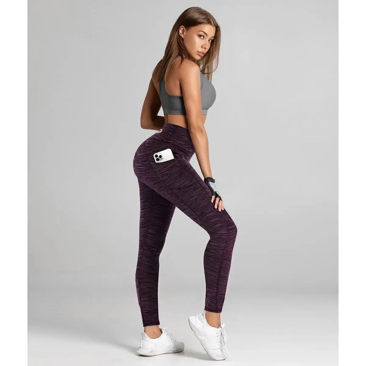 TomPro Space Dye Verve High-Rise Leggings Maroon Comfort Fit Womenswear Bottoms Basic