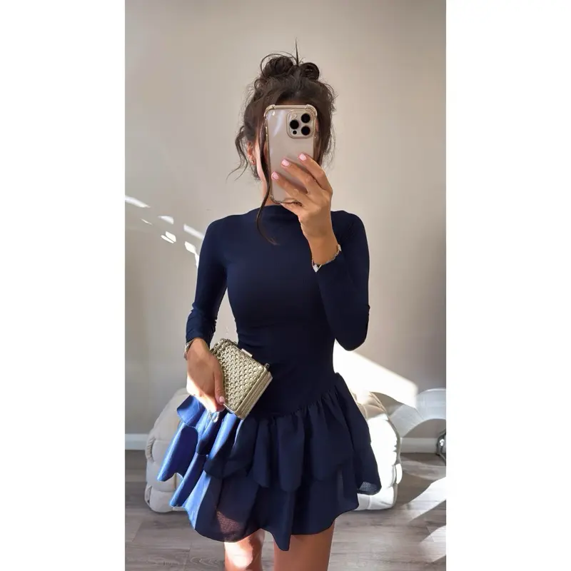 Women's Frill Mini Dress for Casual Wear - Womenswear 0