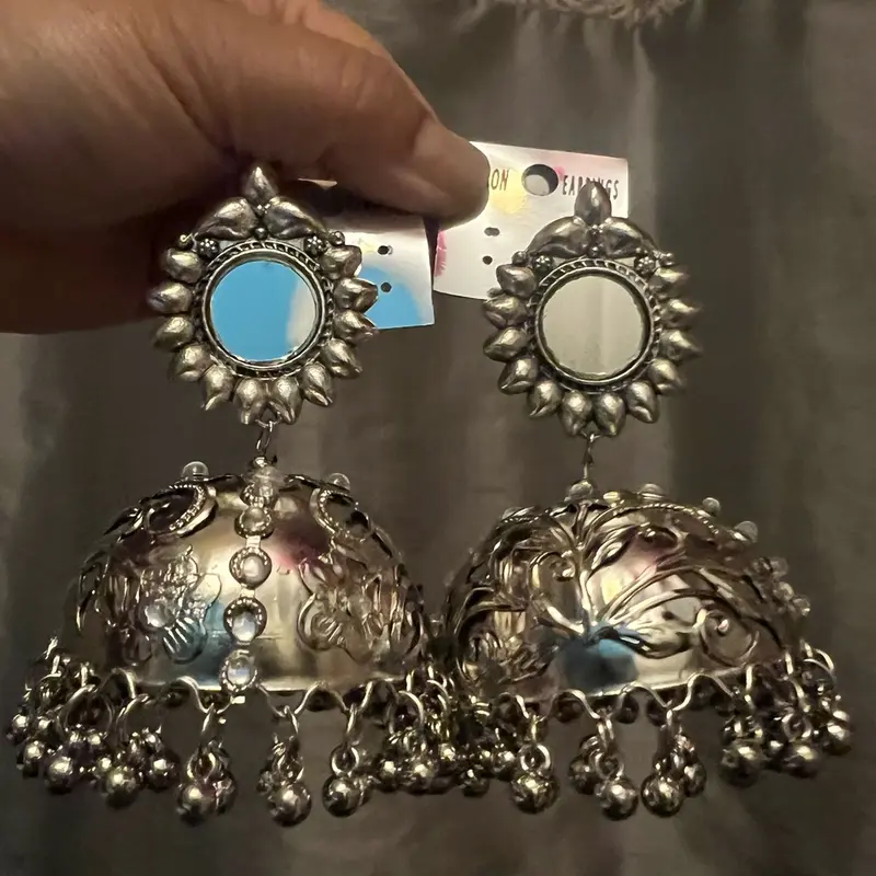 Extra large Oxidised Jhumkas earrings 3