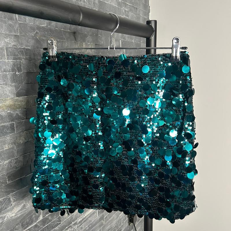 Women's Sequin Mini Skirt - Perfect For Parties And Occasions Womenswear Fashion Outfits Clothing 2