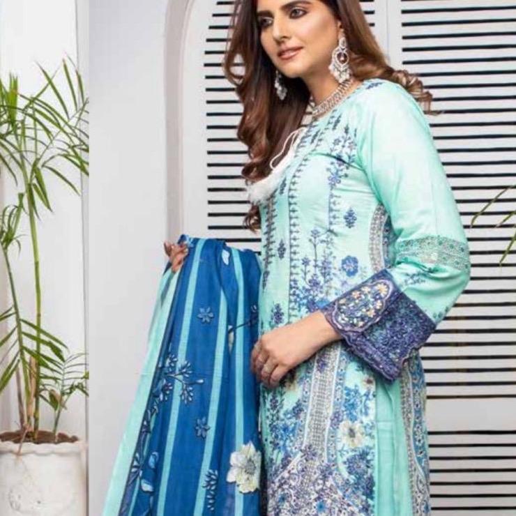 Munira Lawn D7 012 Printed and embroidered readymade suit chiffon dupatta  Casual Womenswear Summer Clothing 4