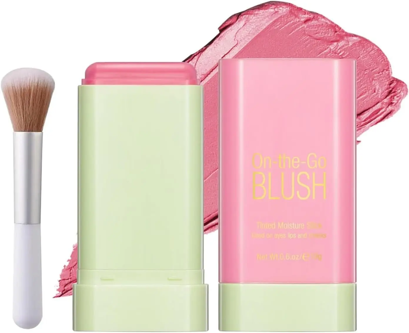 in 1 Blushers，Blush Stick for Cheeks Lips Eyes, Face Blush, Moisturing Cream Bronzer Blusher，Matte Easy to Blend Multi-Use Cheek Tint for Make Up（Pink）