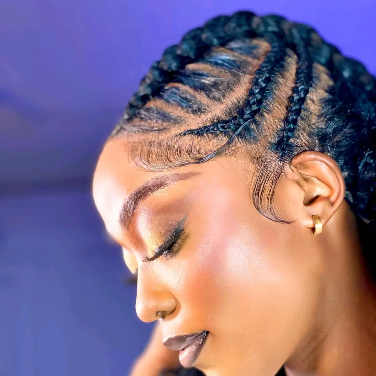 Full lace Stitch Braids with Curls at the back