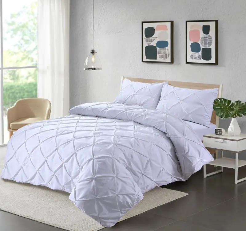 Northern Luxe ELIZA Pintuck Pleated Alford Egyptian Cotton Mix Duvet Cover Set - Single, Double, King, Super King grey anti-drop 5
