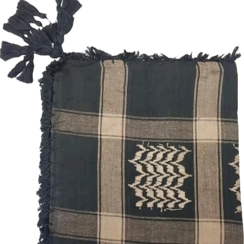 Brown and Black Cotton Shemagh Scarf with Tassels Arab Palestinian Keffiyeh 5