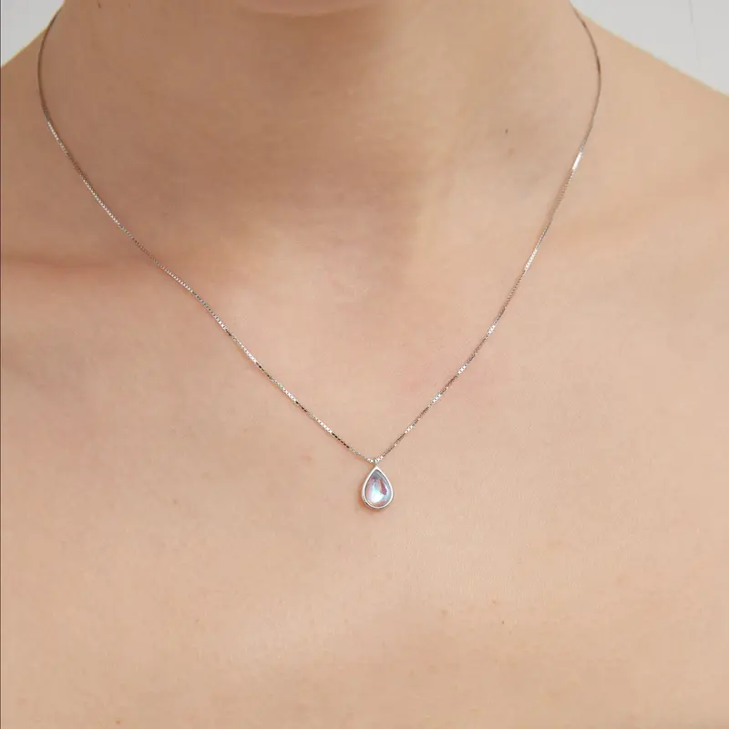 Moonstone Droplet Necklace (S925) 2