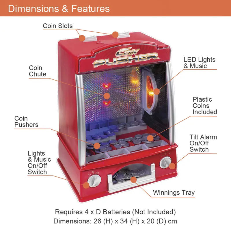 Global Gizmos Arcade Coin Pusher Game - Fairground Game - Tipping Point Penny Arcade 4