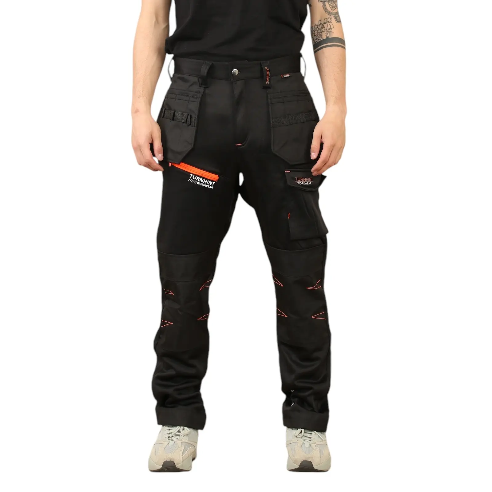 Men’s Pro-Work Trousers Heavy Duty Safety Combat Cargo Pants Multi Pockets & Knee Pad Pockets, Gents Durable Workwear Bottom Plus Size 30-40