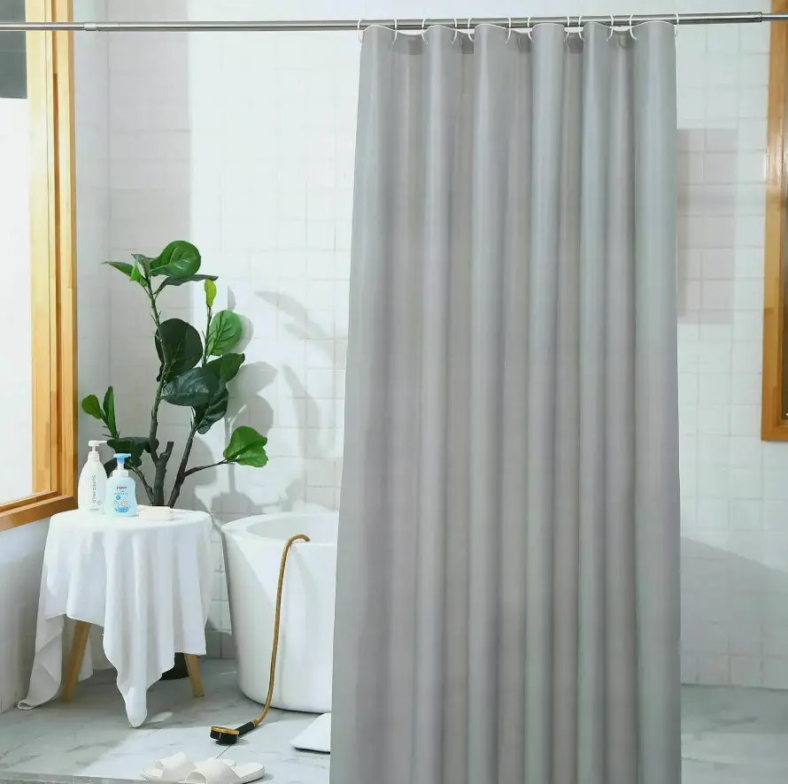 Waterproof Mould Proof Shower Curtain with Hooks - 180x180cm Plastic Decorative Installation