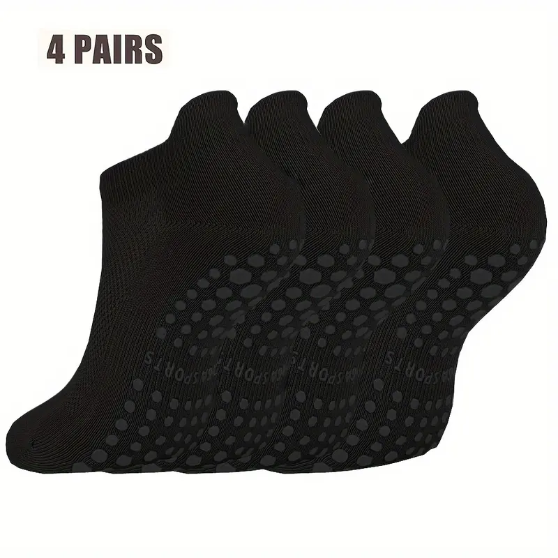 ANIELGARD   4pcs Women's Breathable Non-Slip Yoga Socks, Perfect for Pilates, Barre, Ballet and Home Exercise, Comfortable to Wear. 8