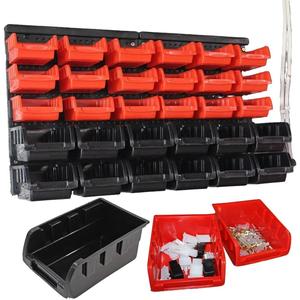 Wall Mounted Tool Storage Bin Workshop Garage Rack Pegs Organizer DIY Box 32pc