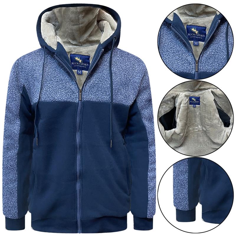 Mens Fur Lined Fleece Sherpa Borg Hooded Winter Padded Jacket Zip Up Thick Hoodie Casual Menswear 4