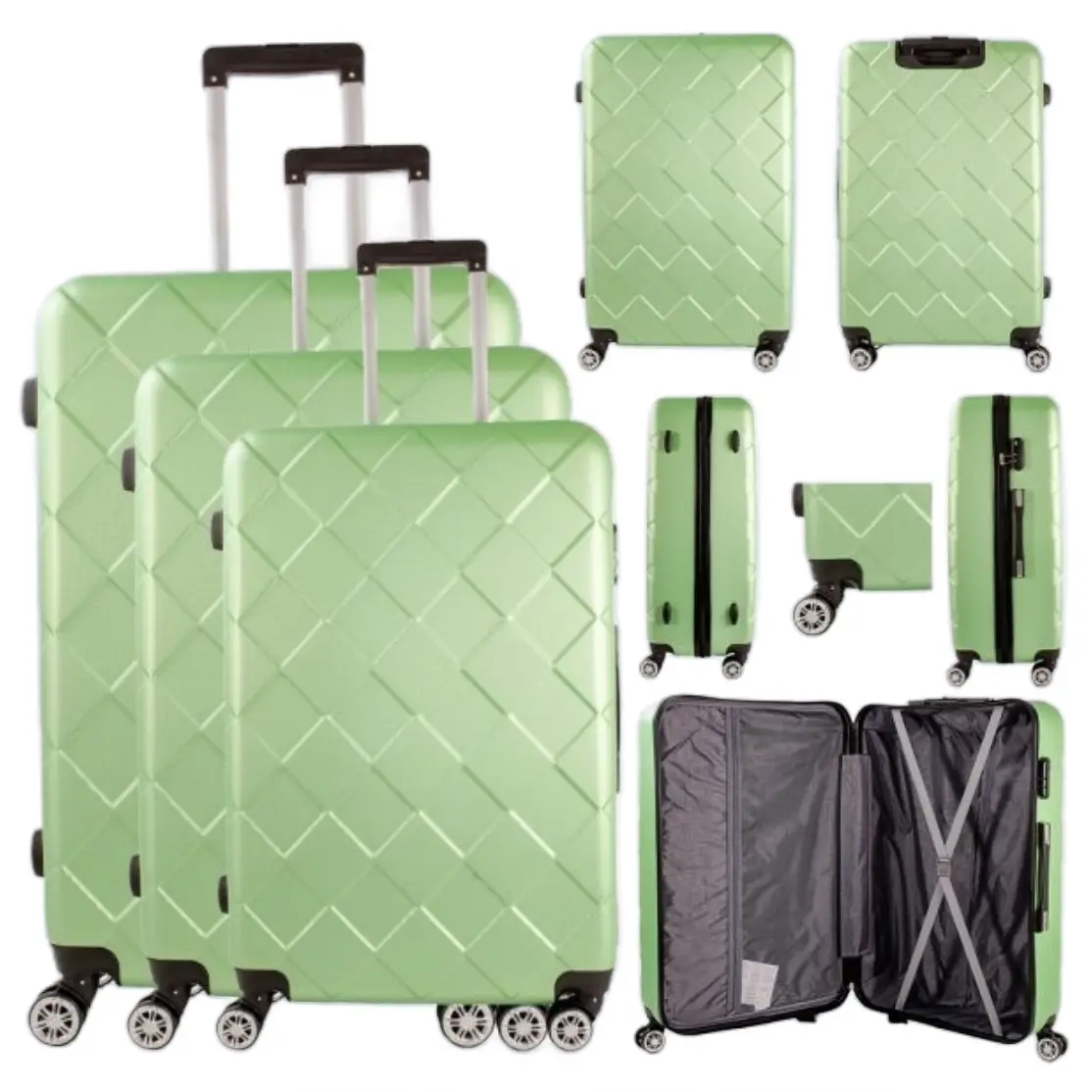 GREEN SET OF 3 SUITCASE 20”, 26”, 28”