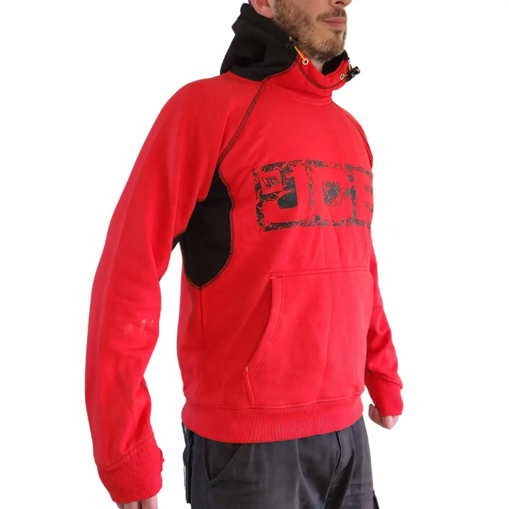 JCB Horton Hoodie Red & Black (Sizes S-2XL) Work Hooded Jumper