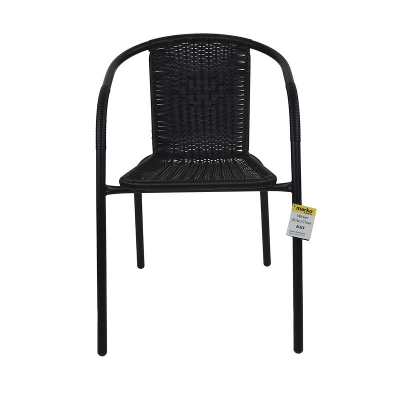 Marko Outdoor 3/5 Piece Bistro Sets Black Wicker Table Chair Patio Garden Rattan Summer Furniture Diner Home 6