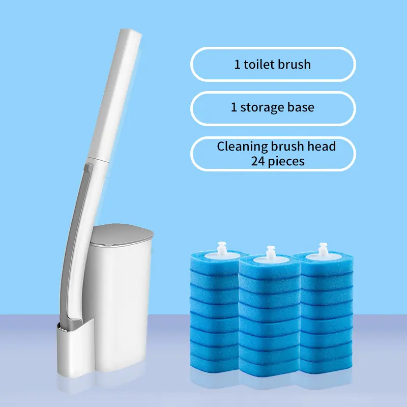 Disposable Toilet Brush Replacement Head Set Bathroom Long Handle Household Cleaning Set Can Be Thrown Toilet Brush 3