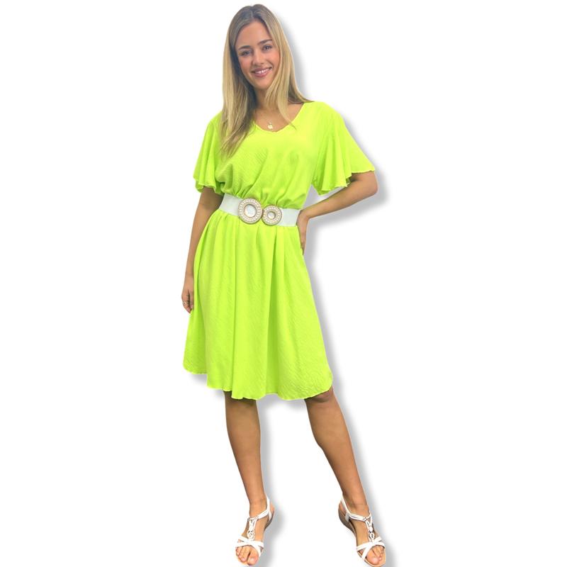 JCUKOUTLET SWING MIDI DRESS LARGE CIRCLE HEM V-NECK FLUTTER SLEEVES LADISE FASHION SUMMER DRESS RELAXING FIT ONE SIZE FITS ALL 10-22 PLUS SIZE MIDI DRESS 3