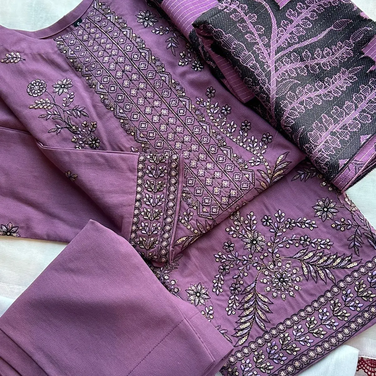3PC Embroidered Dhnak Suit