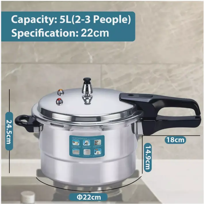 3L 5L 7L LITRE ALUMINIUM PRESSURE COOKER KITCHEN COOKWARE STEAMER POT UK 4