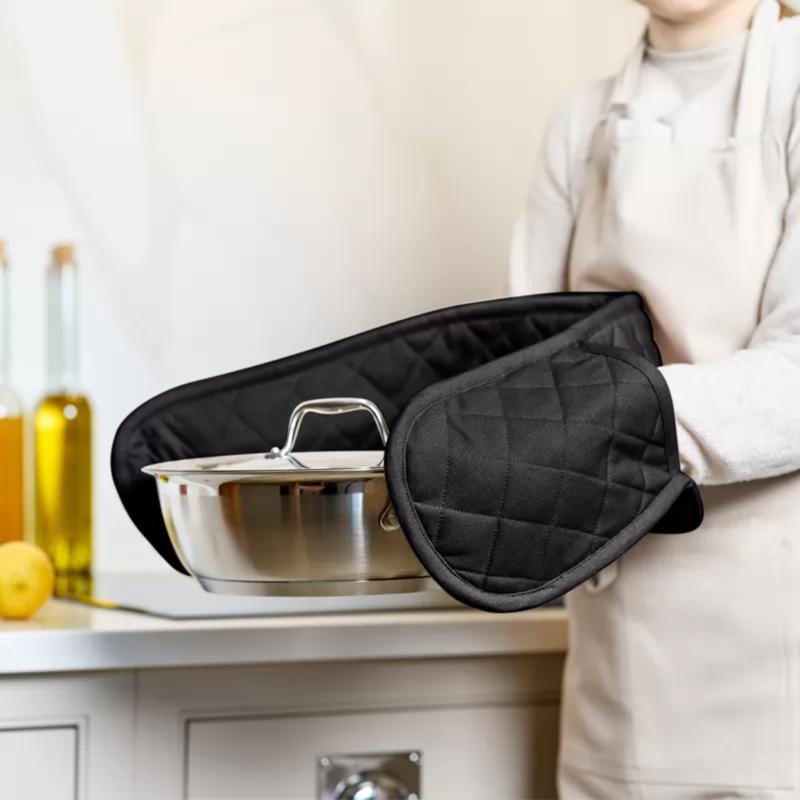Stylish Double Oven Gloves with Insulated Cotton Mitts & Pot Holder - Various Designs - Classic, Bakeware 6