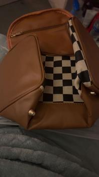Product Review of Fashion Colorblock Checked Pattern Makeup Bag, Casual Versatile Zipper Makeup Pu Leather Storage Bag, Makeup Organizer Pouch for Women & Girls, Traveling Essentials,  Girlfriend Gifts from L**o 0