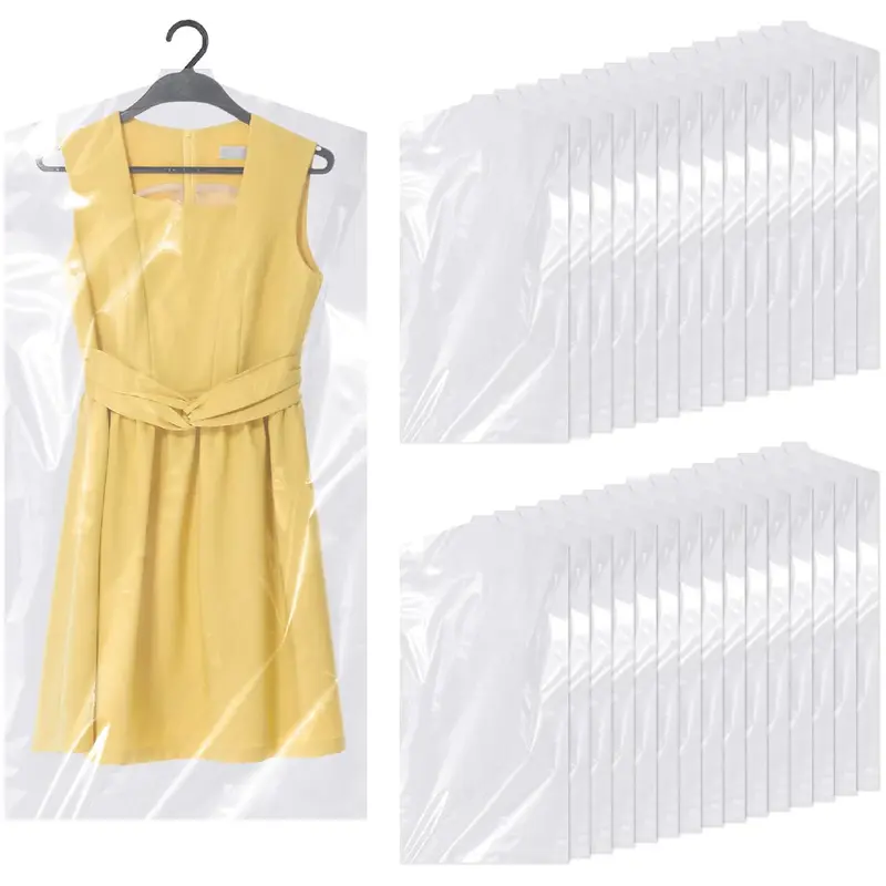 30 Pack Plastic Clothes Covers, 60 * 120cm Clear Clothes Bags Hanging, Dry Cleaning Bags, Garment Bags, Dust-proof Garment Protector Covers for Clothes Shirt Jacket Suit Sweater (Transparent) 0