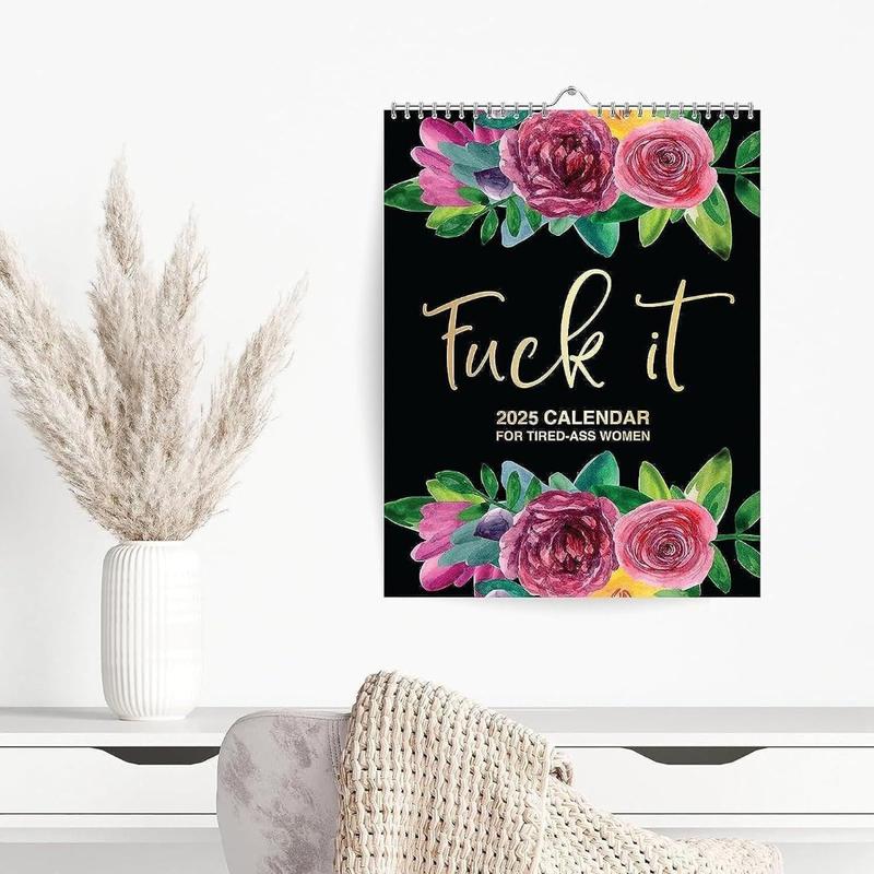 Clucking Good 2025 Tired Women Calendar, Funny Wall Hanging Weekly Organizer, Novelty Year Planner with Flower Stress Relief Gift 5