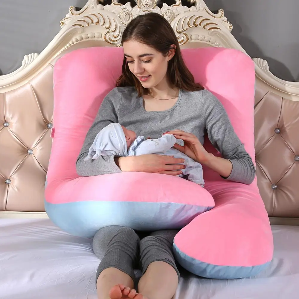 Soft U-Type Pregnant Pillow for Women - 130x70cm Maternity Support Cushion for Sleep and Breastfeeding