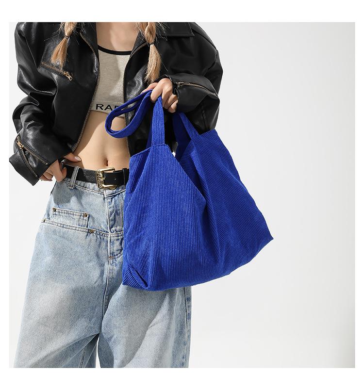 Product Introduction of Large Capacity Shopping Bag Casual Art Canvas Handbag Corduroy Tote Bag Simple Retro Shoulder Bag 15