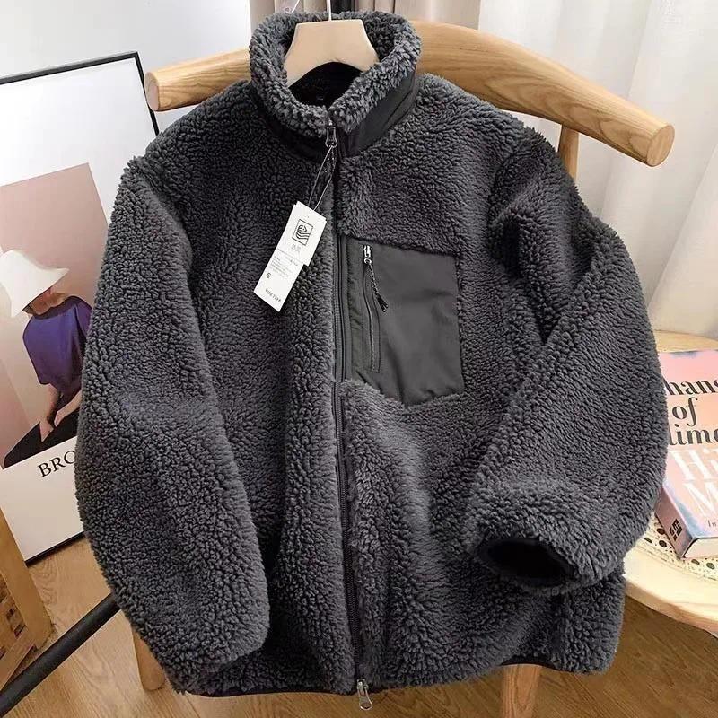 Fashion Lamb Plush Jacket Women's Autumn Winter New Pocket Zipper Long Sleeve Loose Stand Collar Comfort Warm Jacket for Women 7
