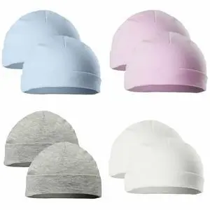 Baby Cotton Beanie Hats Newborn 0-3 Months Pack Of 2