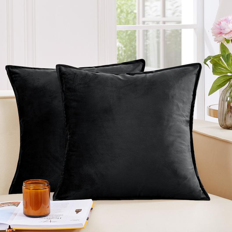 Deconovo Set of 2 Cushion Protectors Crushed Velvet Cushion Covers, Throw Pillow Cases Flanges Cushion Covers for Boys with Invisible Zipper 0