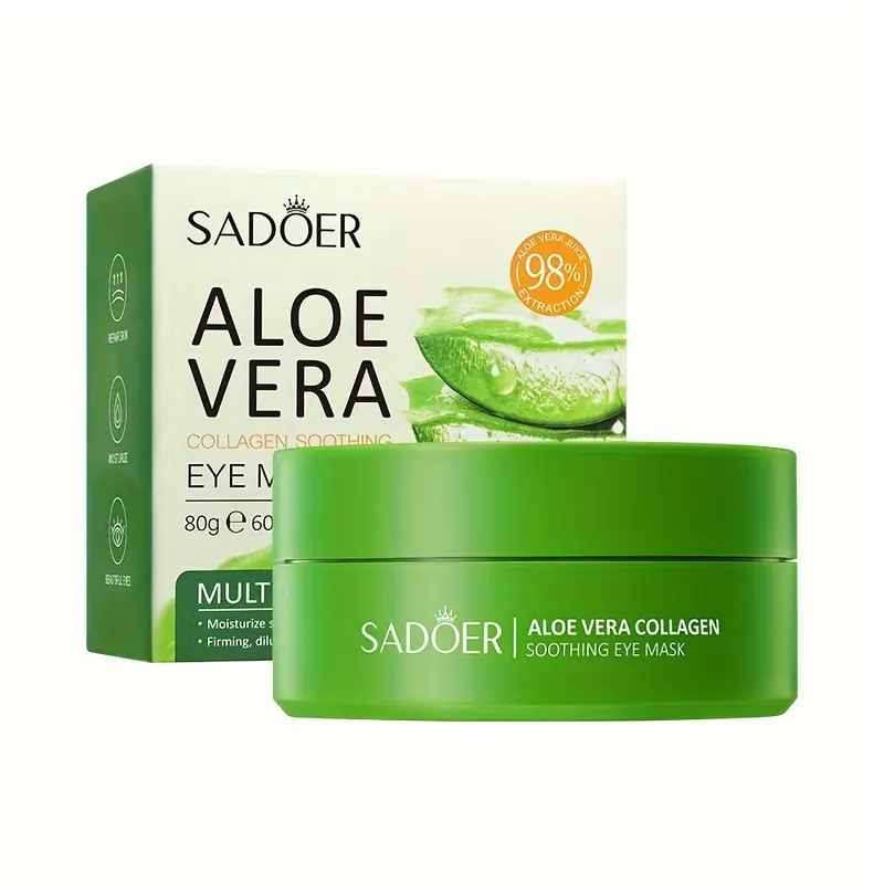 60pcs Aloe Vera Collagen Crystal Eye Masks, Gentle Soothing Eye Care, Reduces & Fine Lines, Restores Firmness & Shine, All Skin Types, Low Allergenic, Unisex Adult Use 1