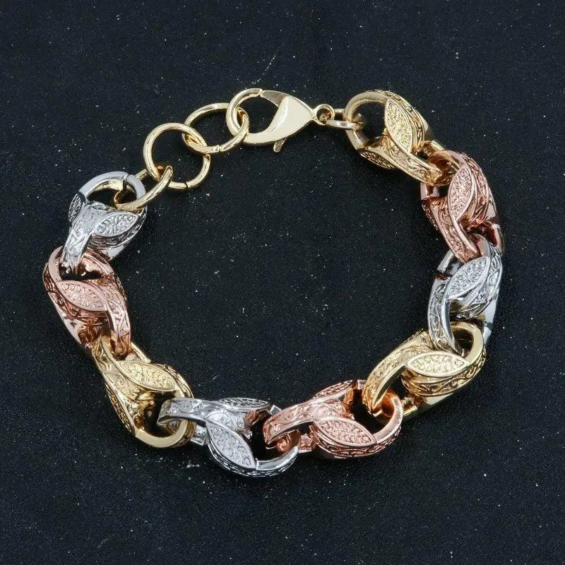 15mm Gold Tri Colour Tulip Bracelet 9 Inch 4