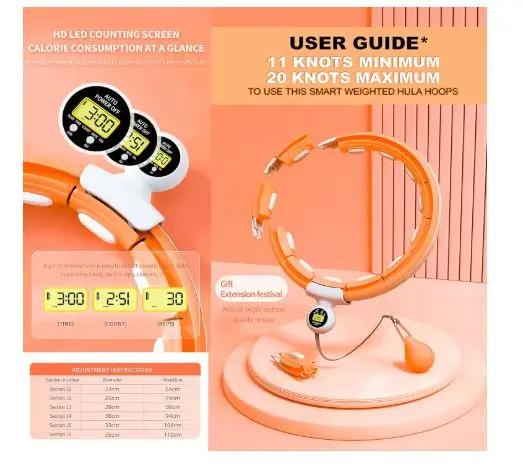 Weighted Hula Hoop, Infinity Smart Hula Hoops with 16 Knots, 360 Degree Auto-Spinning Ball Massage, Infinity Hoop For Adults, Fitness Equipment For Weight Loss, Easy to Assemble 2
