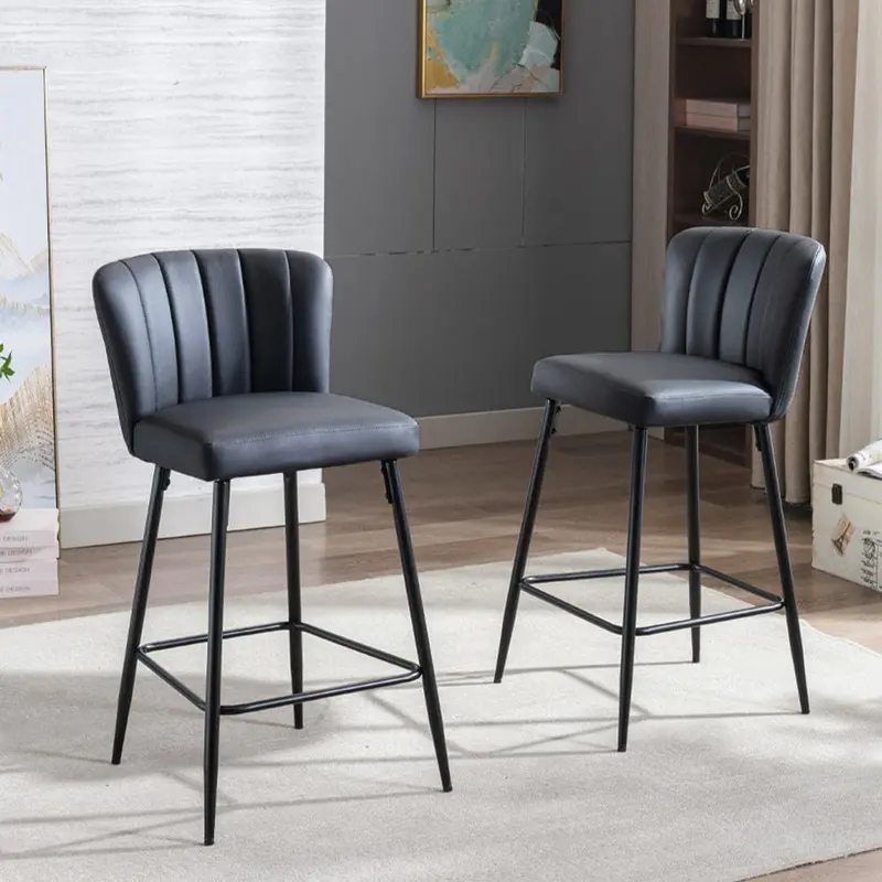 Set Of 2 Caiden PU Leather Bar Stool Bar Chair 0