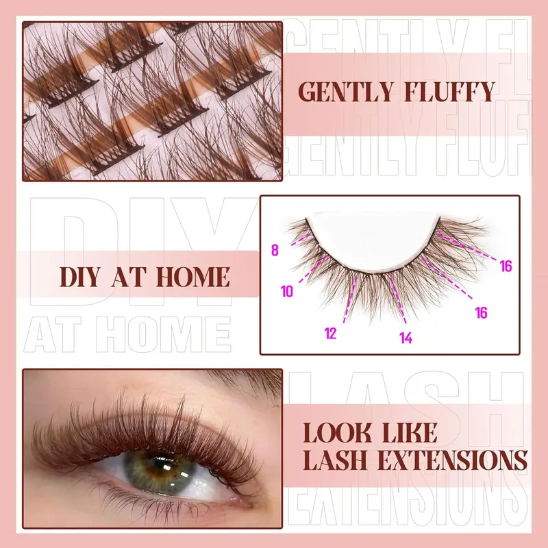 Mavphnnee Brown Lash Clusters - Natural Lash Extensions (168 Pcs, C Curve) for Everyday Wear - Makeup, Cosmetic Eyelashes Synthetic 7